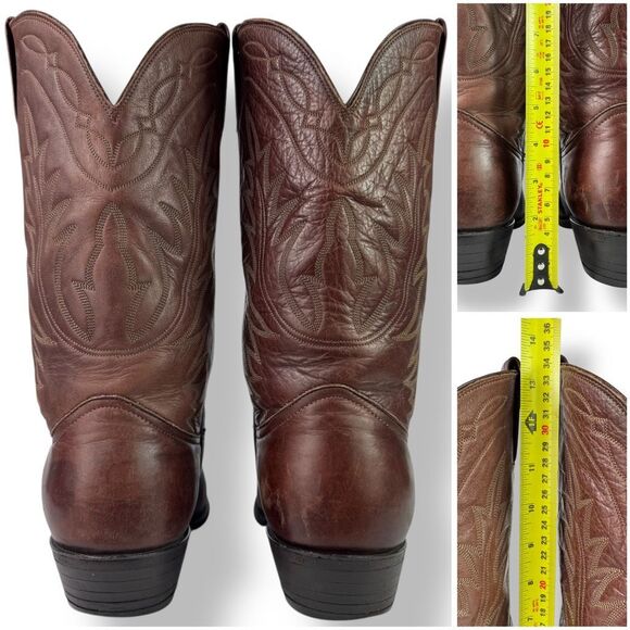 Nocona Vintage Western Cowboy Boots Brown Red Leather Mens 11 EE - Extra Wide - Picture 9 of 11